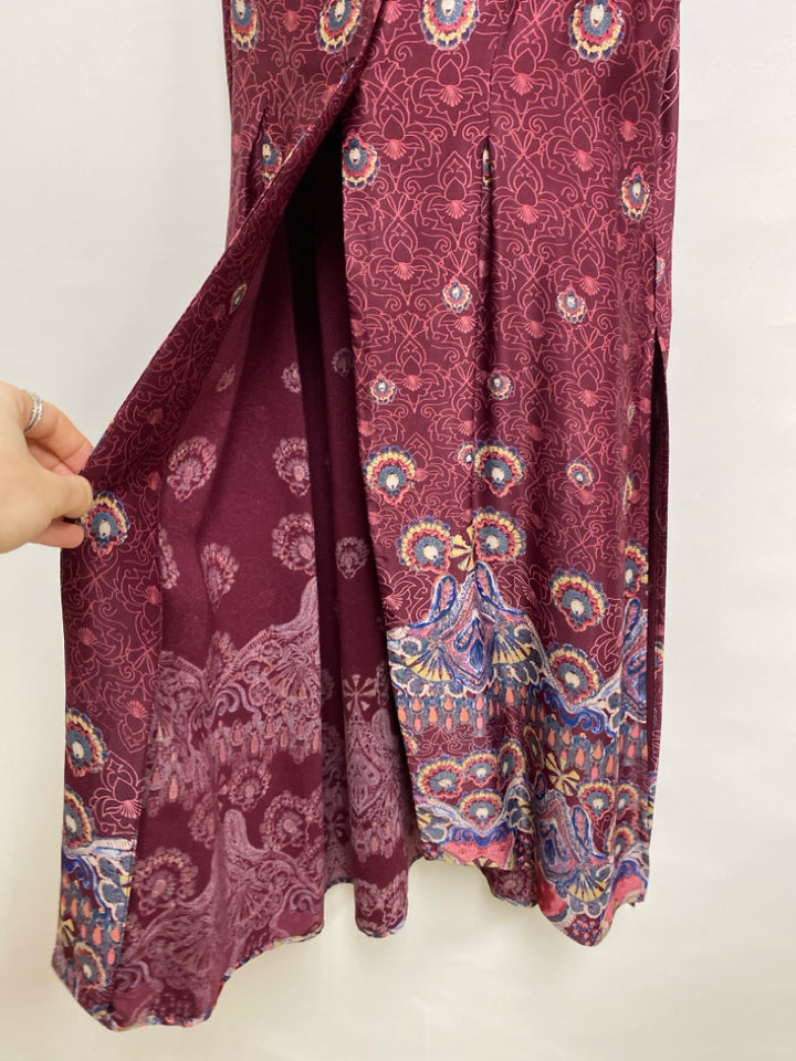 Free People Size XS Burgundy/Blue Beige/Coral Duster Ladies Vest