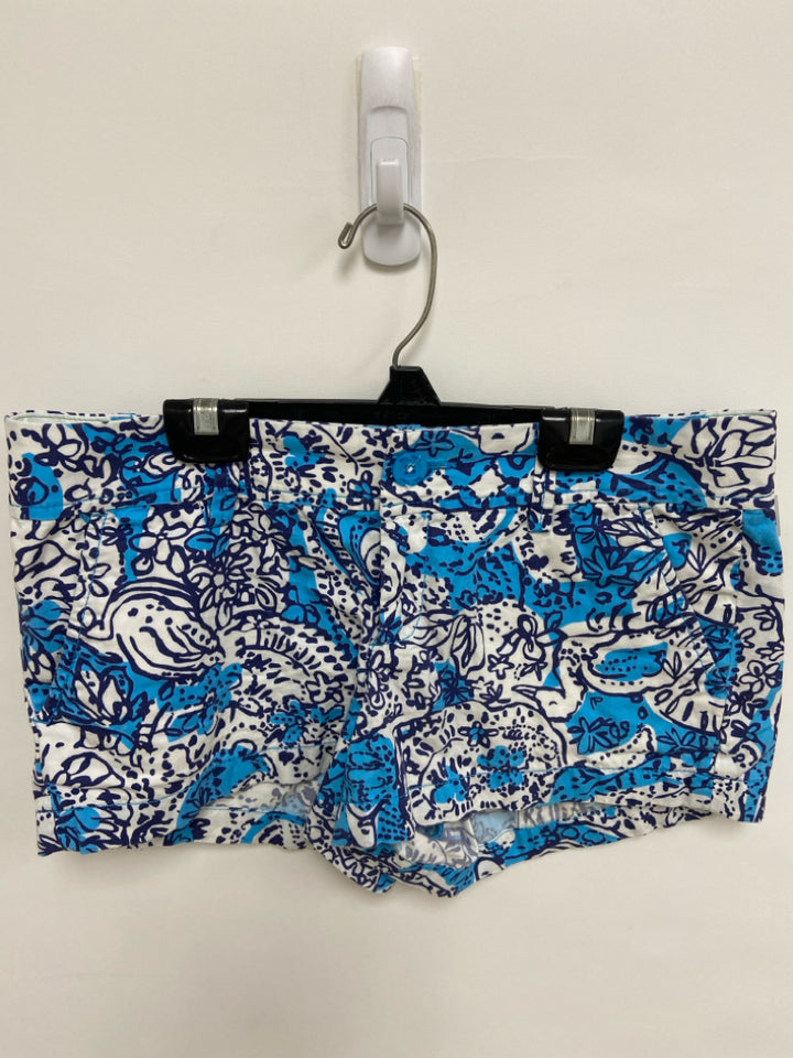 LILLY PULITZER Size 4 Blue White/Navy Floral Ladies Shorts