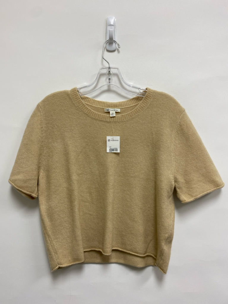 NWT Versona Size L Beige Short Sleeve Ladies Sweater