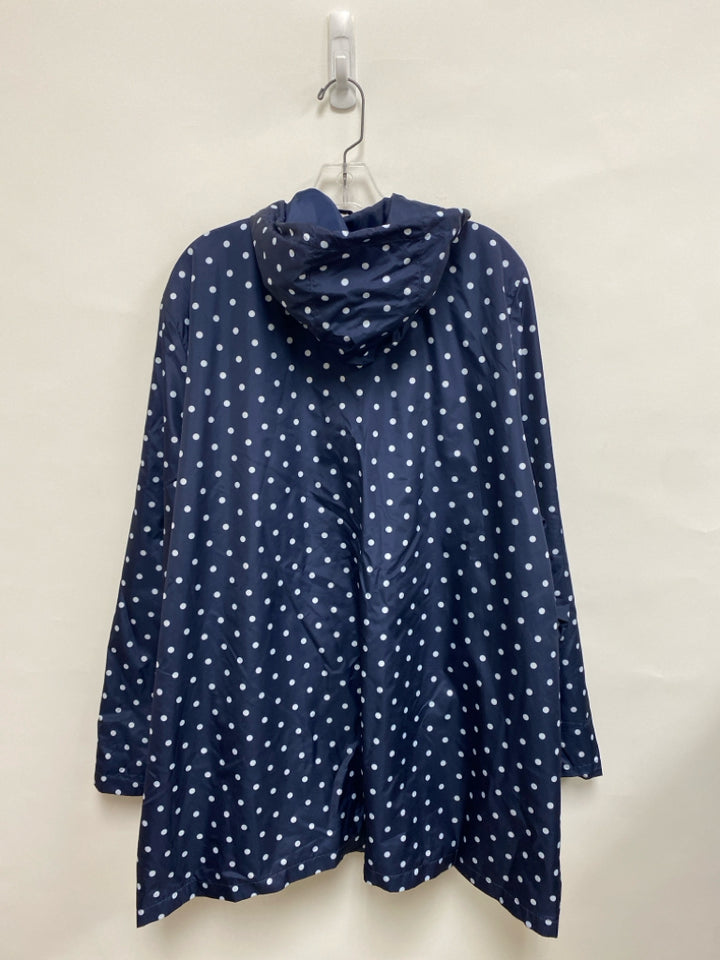 Kim Rogers Size 3X Navy White Polka Dot Button Up Plus Size Jacket