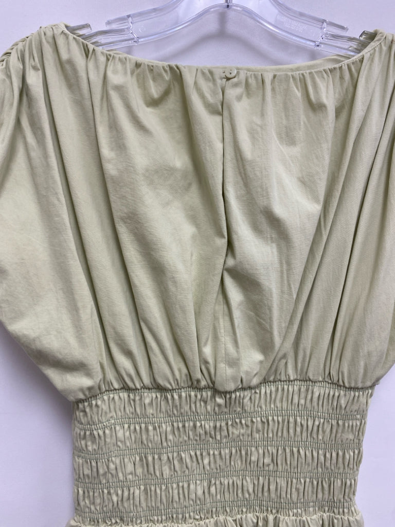 Size XS Pale Olive Green Smocking Maxi Ladies Dress