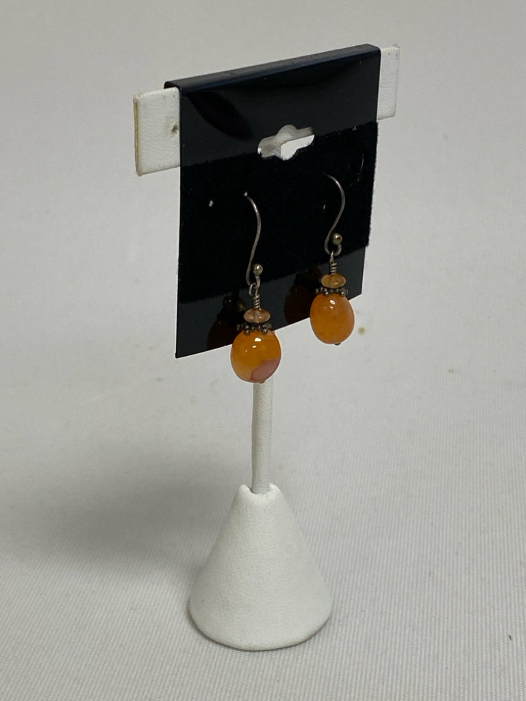 Orange Silver Color Stones Earrings