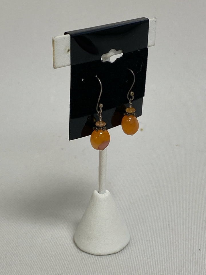 Orange Silver Color Stones Earrings