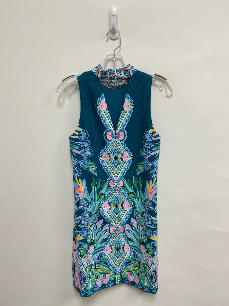 LILLY PULITZER Size 2 Dark Turquiose White/Multi Sleeveless Ladies Dress