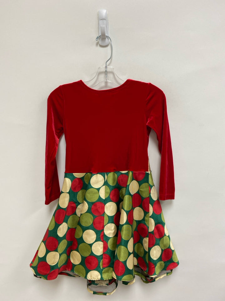 Bonnie Jean SIZE 5 Red Green/Gold Circles Velour Girl&