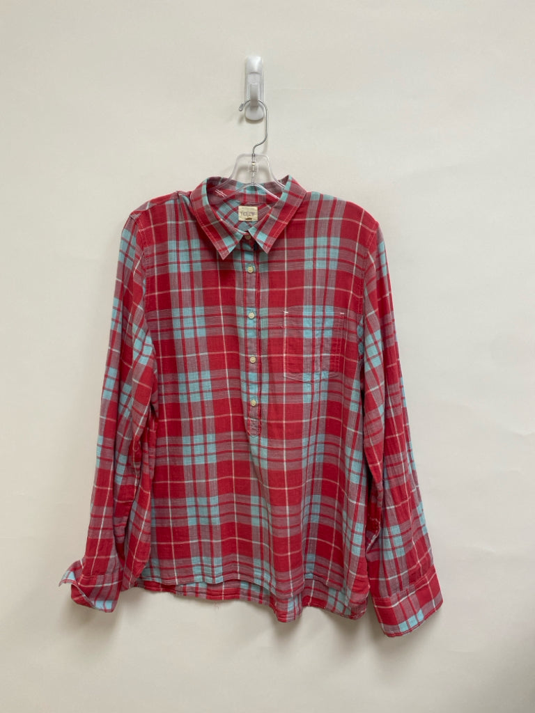 J Crew Size XL Red Blue Plaid Ladies Top