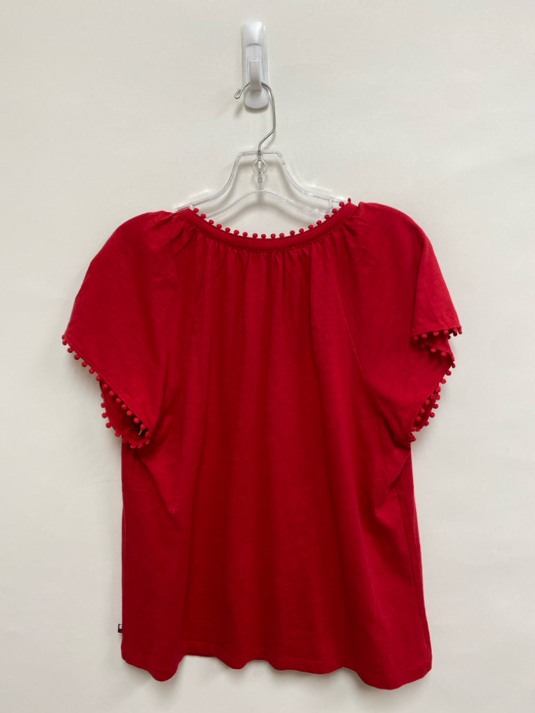 NWT Tommy Hilfiger Size M Red Pom Poms Short Sleeve Ladies Top