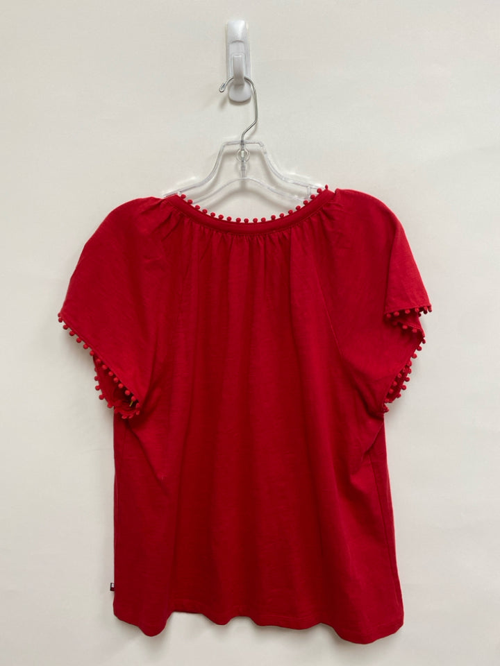 NWT Tommy Hilfiger Size M Red Pom Poms Short Sleeve Ladies Top