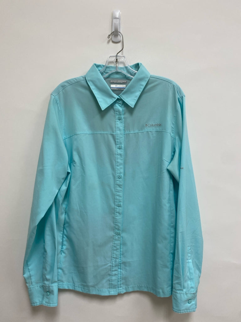 Columbia Size XL Aqua Button Up Ladies Top