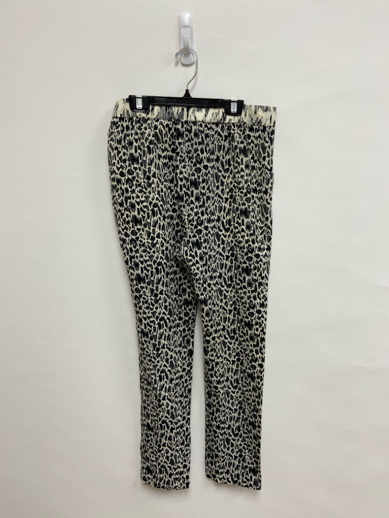 NWT Size 2 Cream/Black Abstract Pull-on Silk Blend Ladies Pants