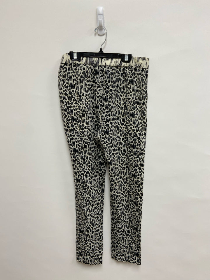 NWT Size 2 Cream/Black Abstract Pull-on Silk Blend Ladies Pants