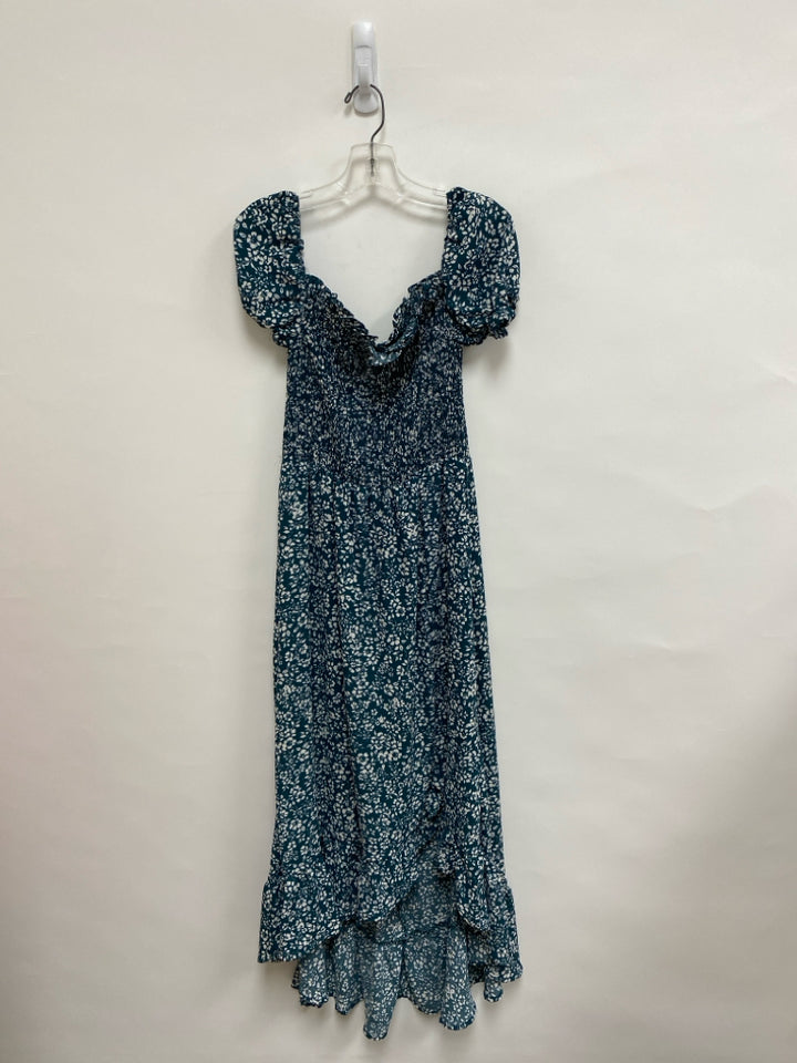 franki SIZE 14 Dark Turquoise White Smocking Maxi Girl&