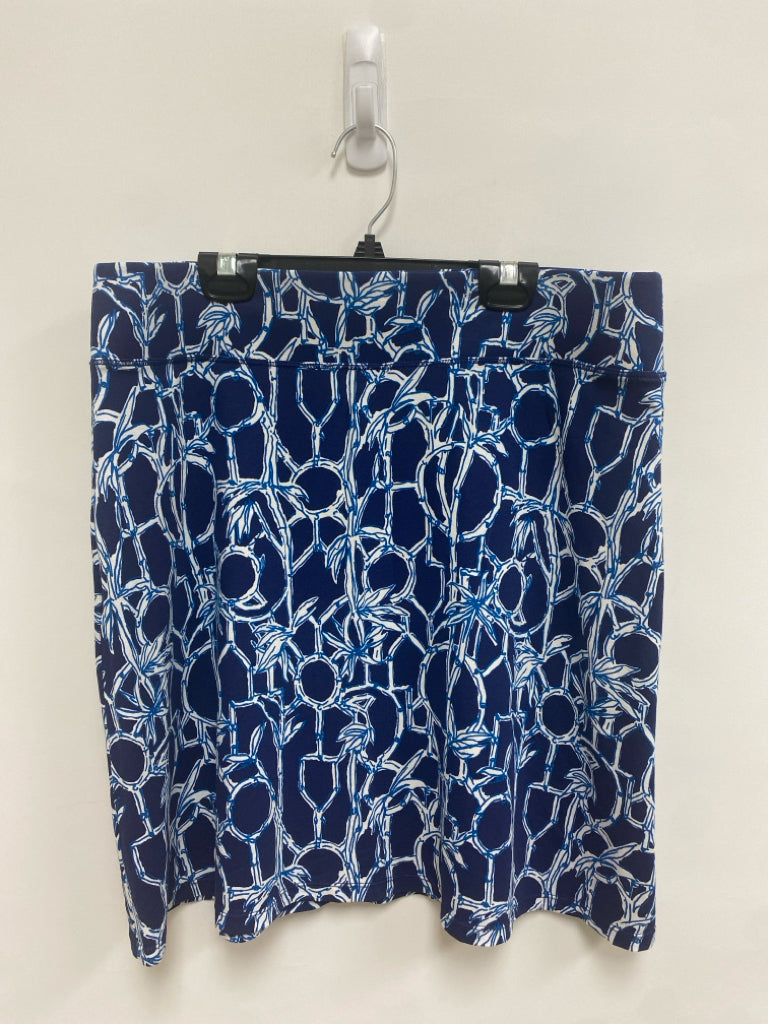 LILLY PULITZER Size L Navy White Print Ladies Skirt