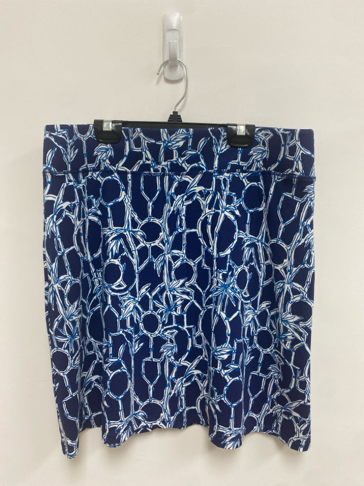 LILLY PULITZER Size L Navy White Print Ladies Skirt