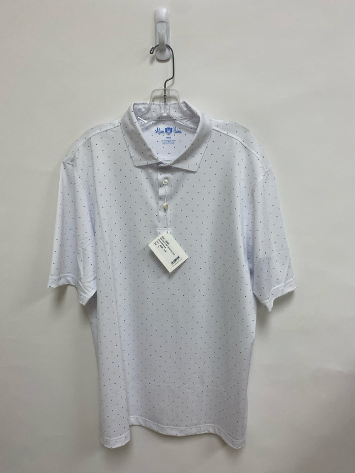 NWT Alan Paine Size XL White Blue Polo Men&