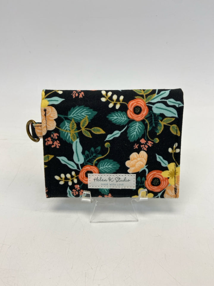 Black Multi-Color Floral Fabric Wallet