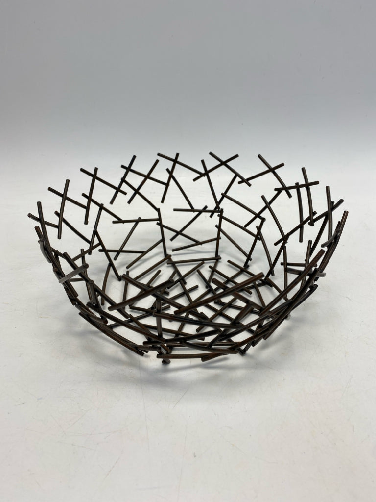 Dark Brown Twig Metal Basket