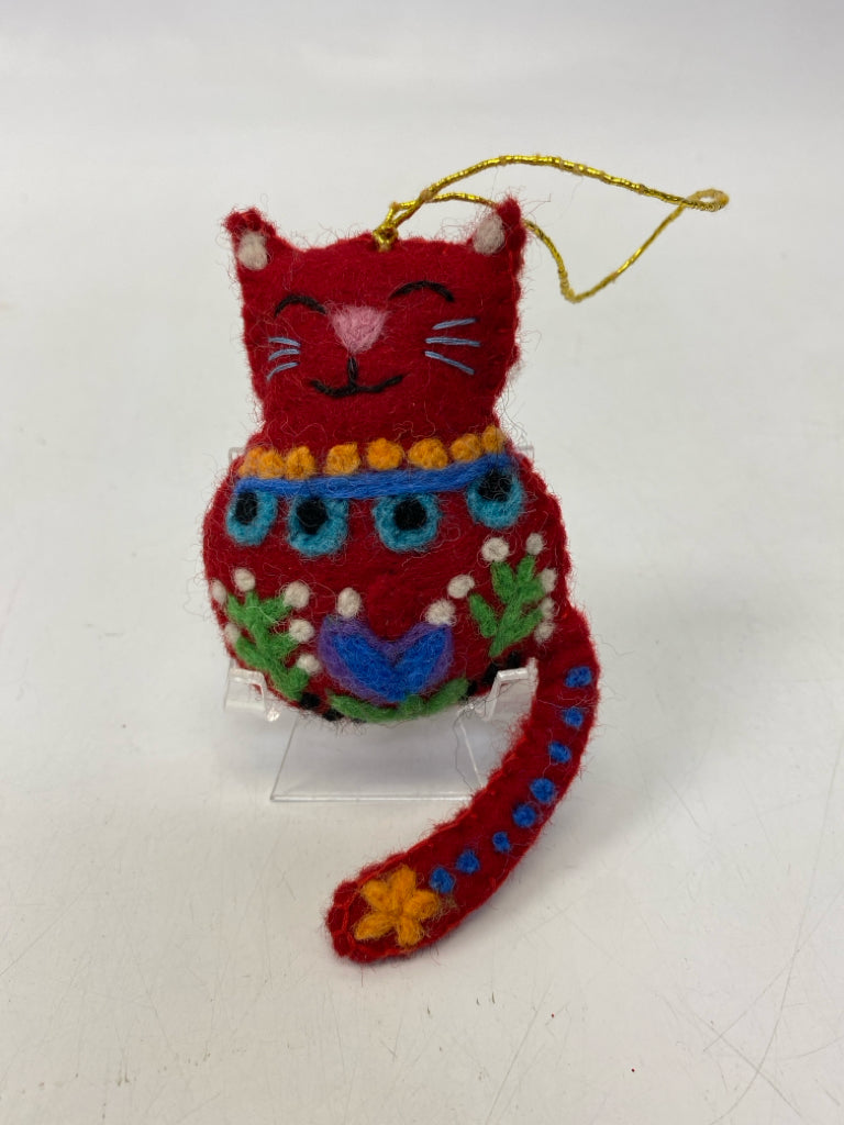 Red Multi Color Wool Ornaments