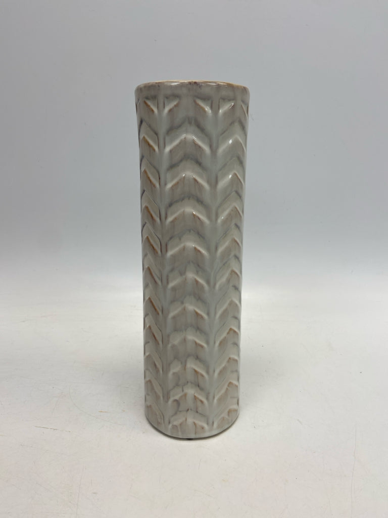 White Gray Arrow Ceramic Vase