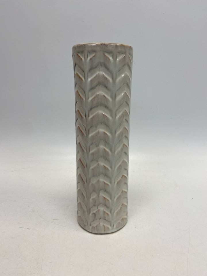 White Gray Arrow Ceramic Vase