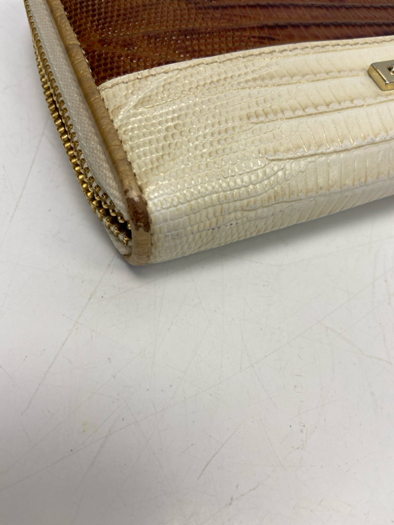 Brahmin Cream Brown Embossed Wallet