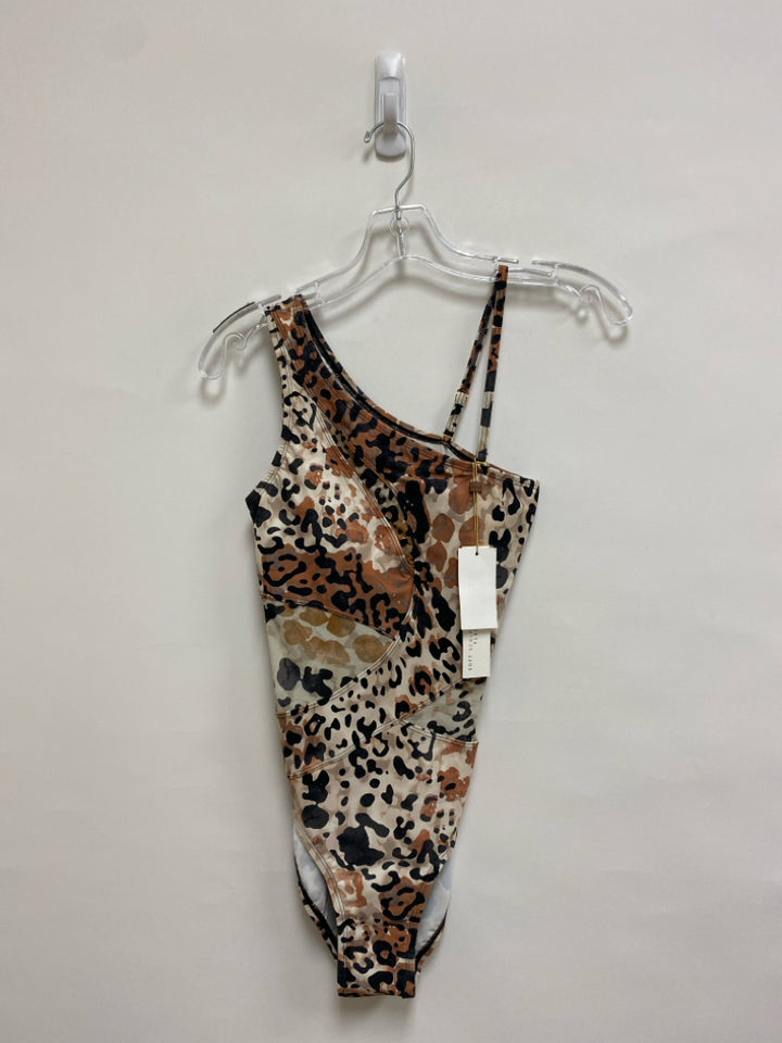 NWT Size 6 Tan/Black Beige Animal Print Ladies Swimwear