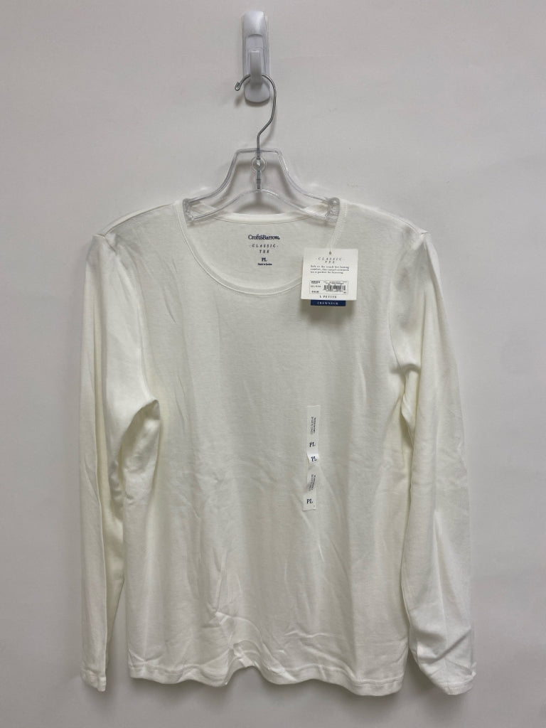NWT Croft/Barrow Size LP White Long Sleeve Tee Petite Top