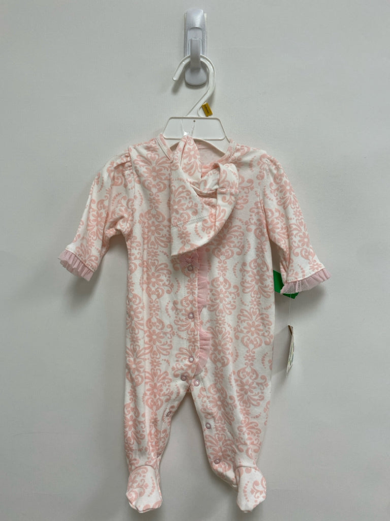 NWT Little Me SIZE NB White Pink Damask Girl&