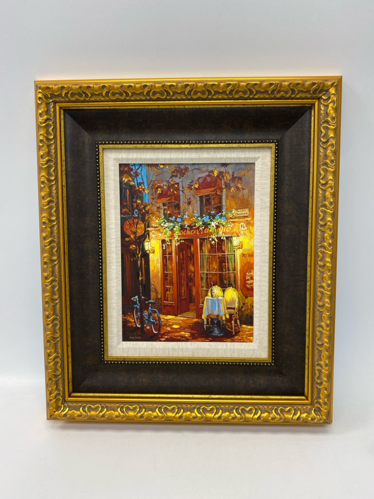 Yellow/Brown Red/Blue Street Scene Canvas Art