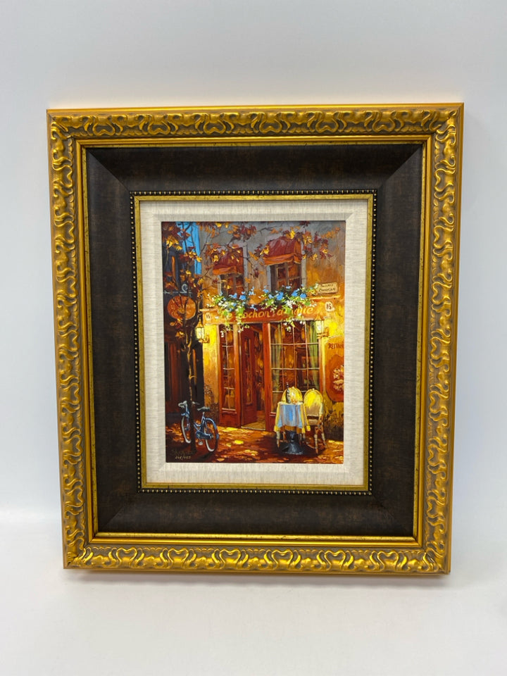 Yellow/Brown Red/Blue Street Scene Canvas Art