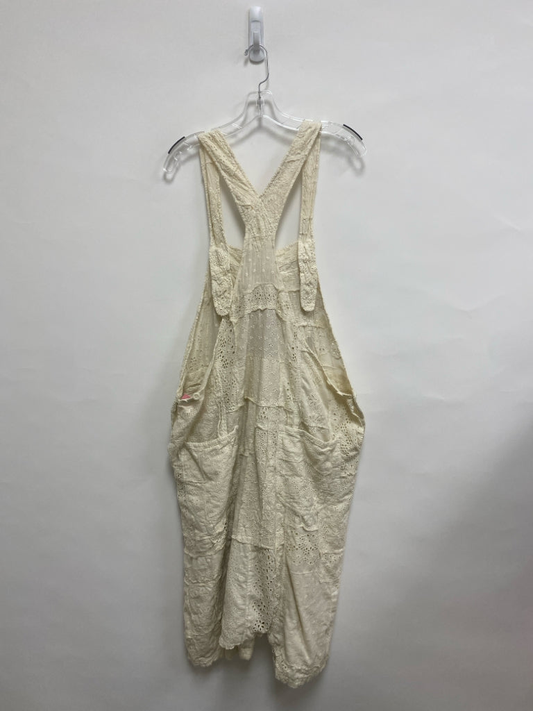 NWT Magnolia Pearl Size OSFM Cream Patchwork Eyelet Ladies Overalls
