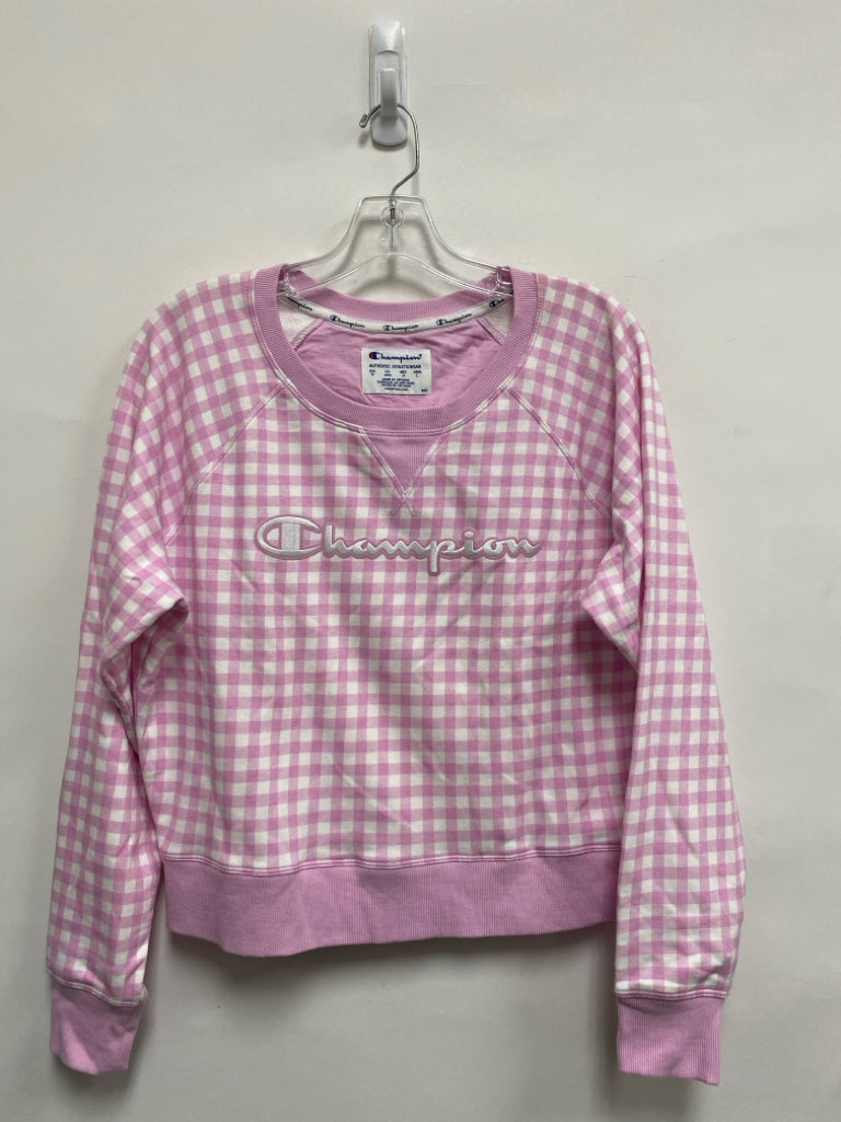 Champion Size M Pink White Checkered Ladies Sweatshirt
