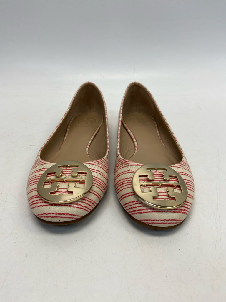 Tory Burch  Size 9 Cream Red Stripe(s) Flats