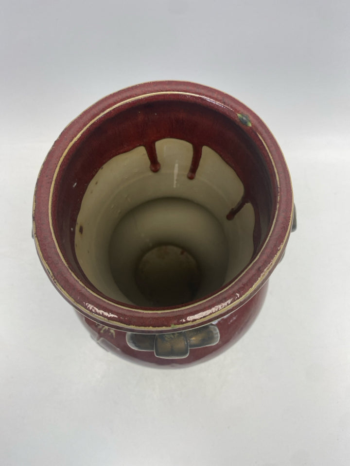Dark Red Bronze Ceramic Vase