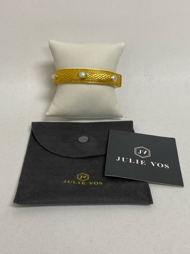 Julie Vos Gold Color Pearl Textured Bracelet