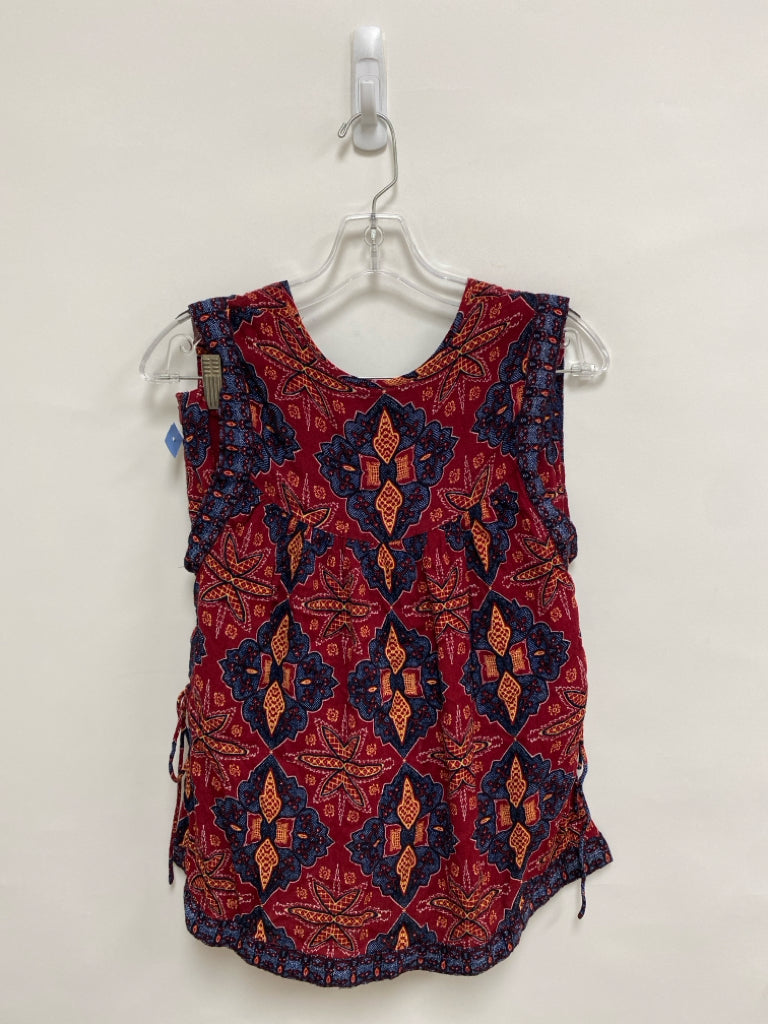 Free People Size 2 Red Navy/Yellow Print Sleeveless Ladies 2pc Shorts