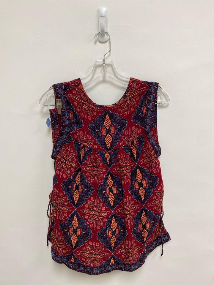 Free People Size 2 Red Navy/Yellow Print Sleeveless Ladies 2pc Shorts