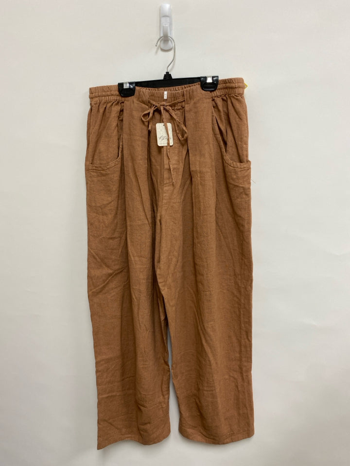 NWT Free People Size M Brown Linen Blend Ladies Pants