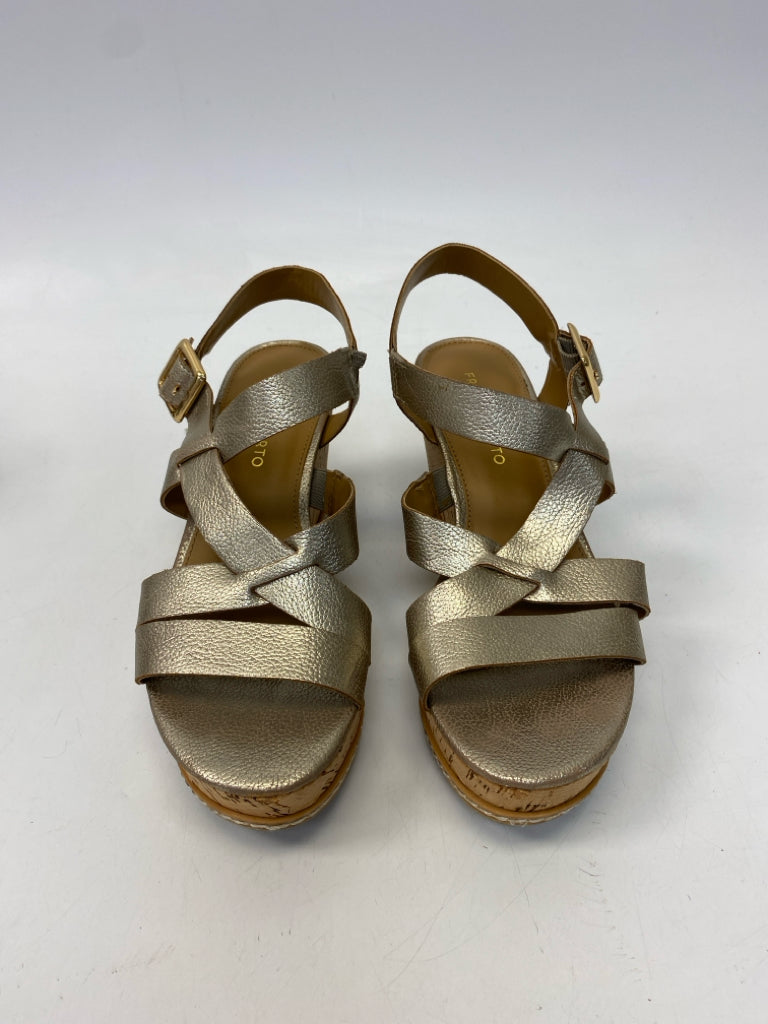 Franco Sarto  Size 7 Gold Crisscross Metallic Sandals