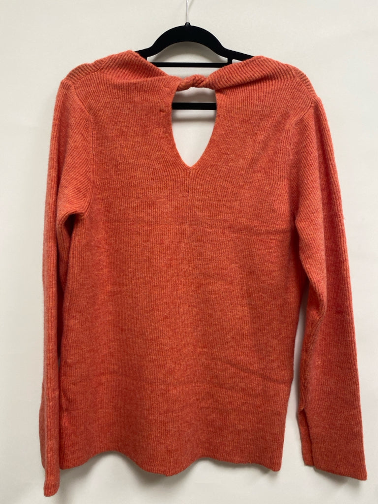 Easel Size L Orange Heather Ribbed Ladies Sweater