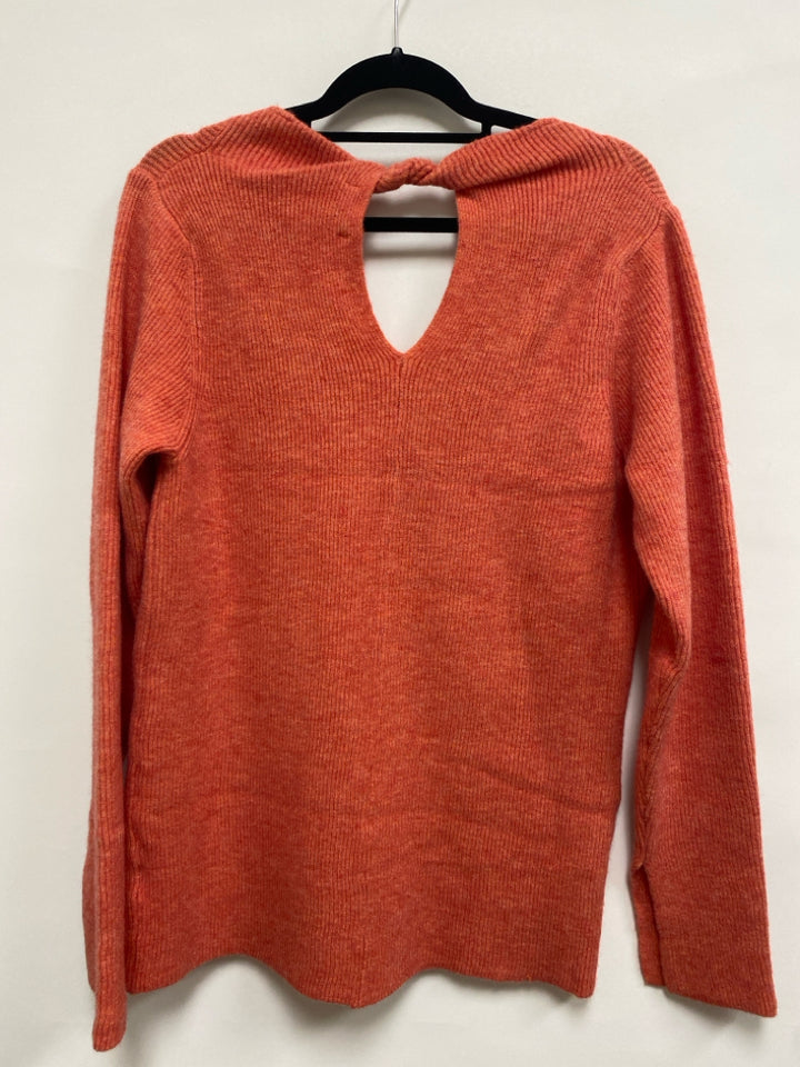 Easel Size L Orange Heather Ribbed Ladies Sweater