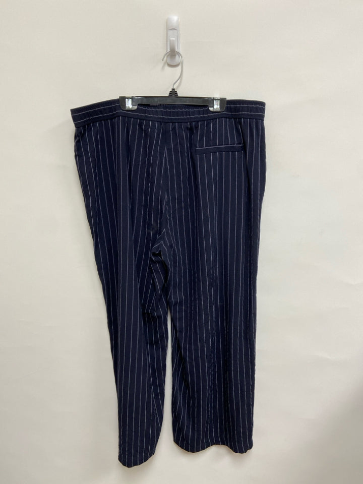 Eileen Fisher Size L Navy White Pinstripe Ladies Pants
