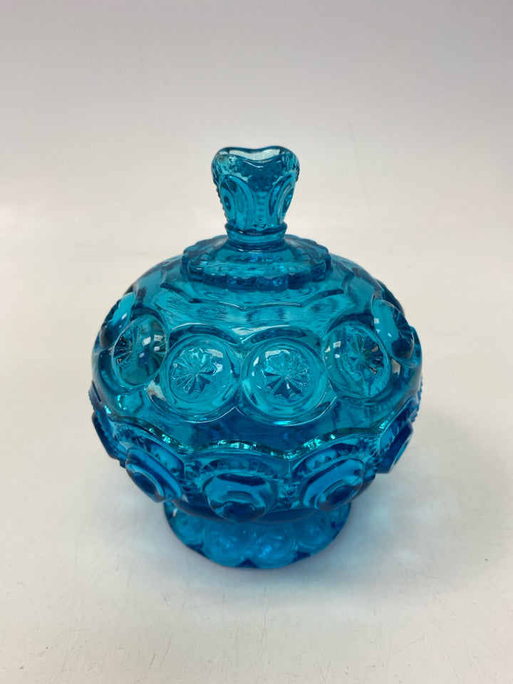 Royal Blue Moon/Stars Glass Candy Container