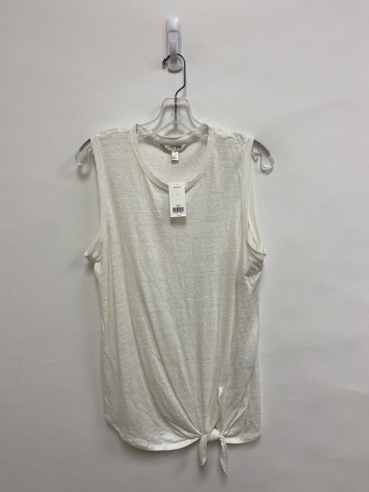 NWT Banana Republic Size L Cream Sleeveless Linen Ladies Top