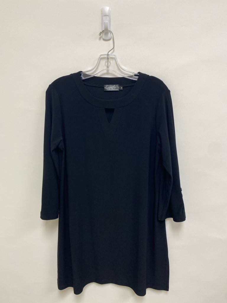 Sympli Size 10 Black Keyhole Long Sleeve Ladies Top