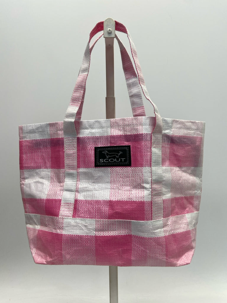 Scout Pink White Checkered Tote Bag