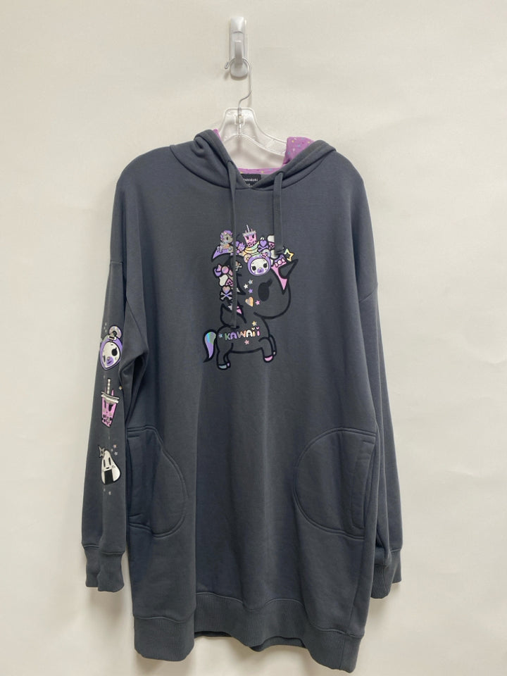 Size XL Gray Lavender Unicorn Hooded Ladies Lounge Dress