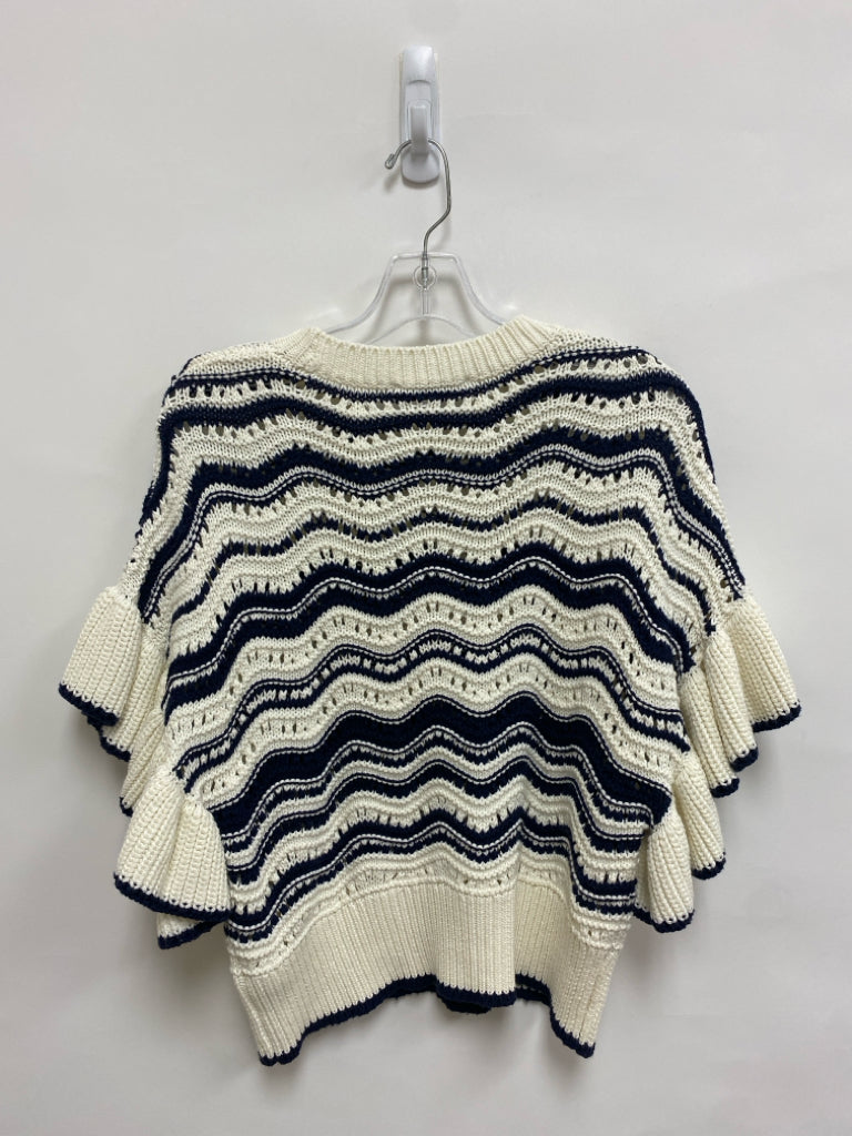 Mint Velvet Size M Cream/Navy Waves Batwing Ladies Sweater