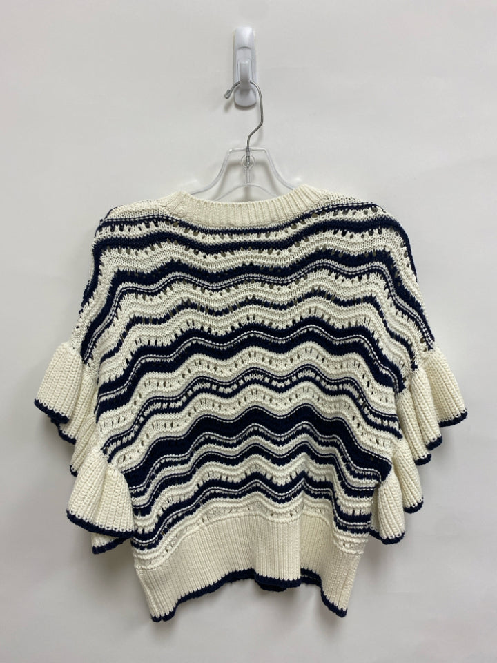 Mint Velvet Size M Cream/Navy Waves Batwing Ladies Sweater
