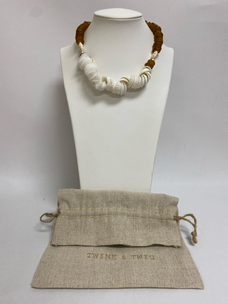 TWINE &amp; TWIG Amber Cream Fish Necklace